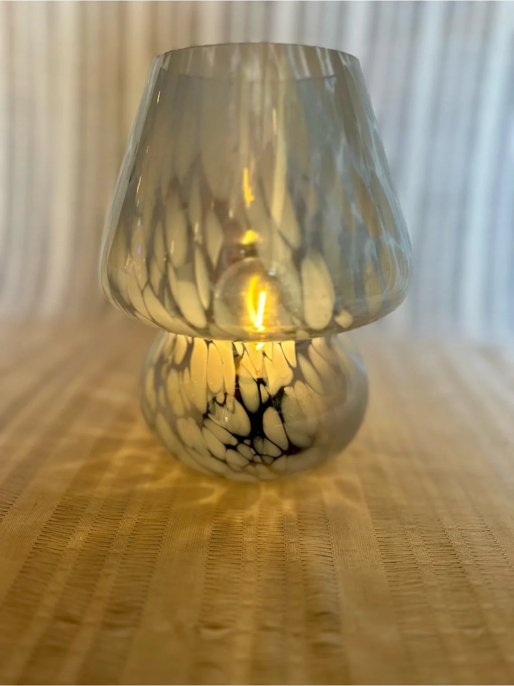 Handblown Mushroom Table Lamp in White and Blue